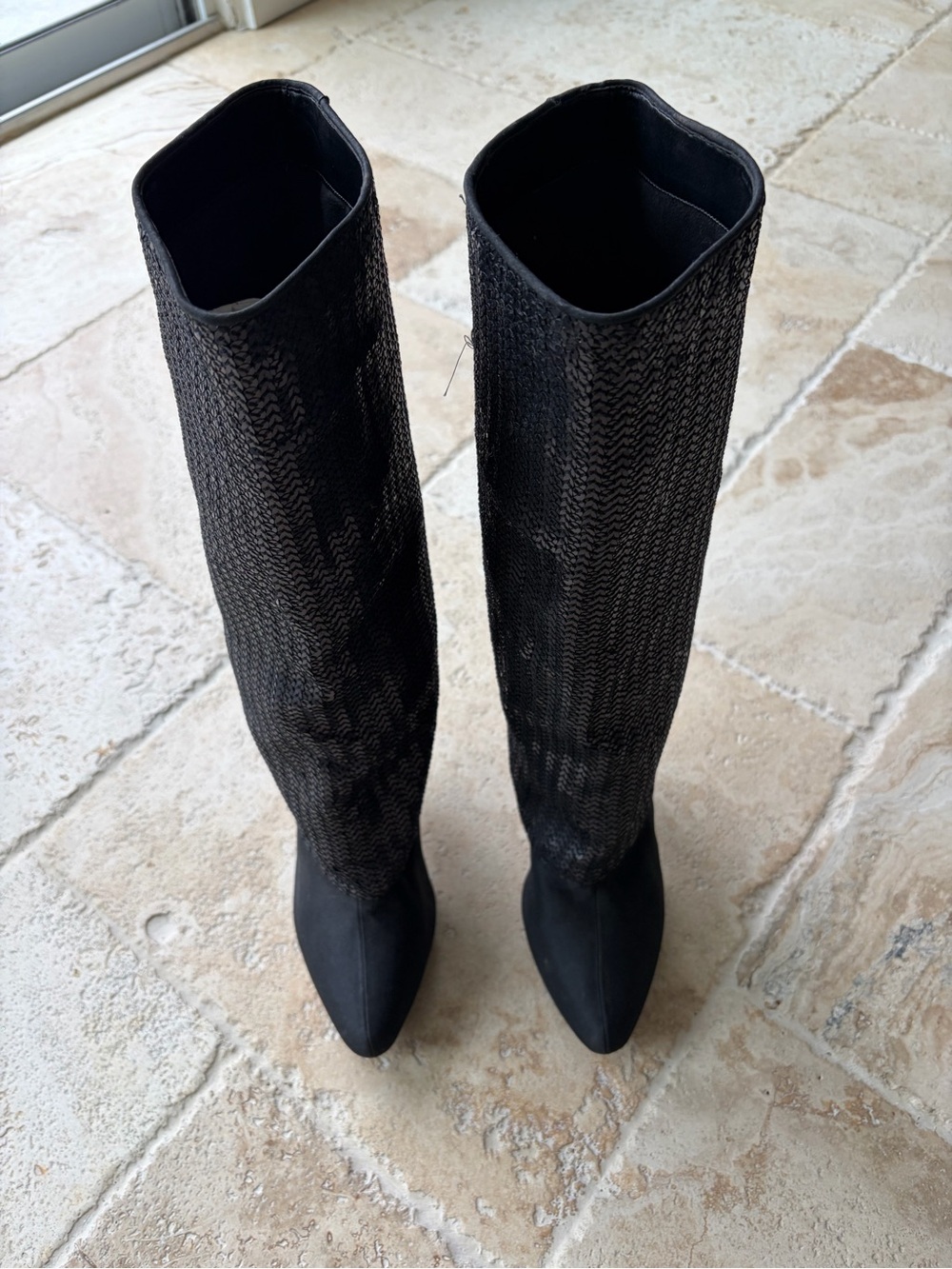 Black Knee-High Pointed Toe Women's Boots